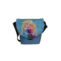 Anna and Elsa Hugging Courier Bags at Zazzle