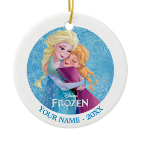 Anna and Elsa Hugging Personalized Christmas Ornaments