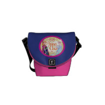 Anna and Elsa with Floral Frame Courier Bag at Zazzle