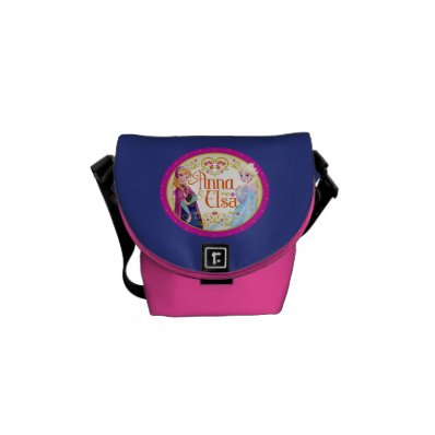Anna and Elsa with Floral Frame Courier Bag