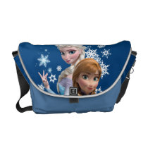 Anna and Elsa with Snowflakes Messenger Bags at Zazzle