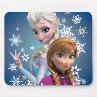 Anna and Elsa with Snowflakes Mouse Pad