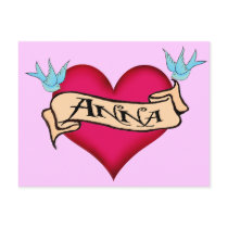 Anna - Custom Heart Tattoo T-shirts & Gifts postcards by customtattoogifts Anna - Custom Heart Tattoo T-shirts & Gifts postcards