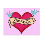 Anna - Custom Heart Tattoo T-shirts & Gifts Post Cards