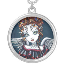 annabelle, victorian, gothic, angel, fairy, fae, faery, faerie, fantasy, art, myka, jelina, mika, big, eyed, angels, Necklace with custom graphic design