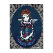 myka, jelina, annabelle, faeries, fairies, fairy, faery, fae, pixie, cute, celestal, gothic, tattoo, lilly, stars, rainbow, art, Postcard with custom graphic design