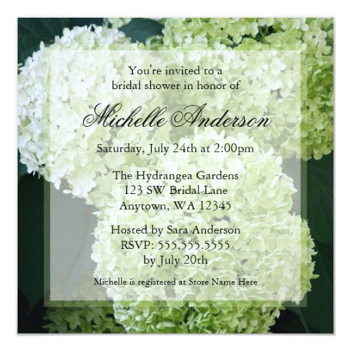 Annabelle Hydrangeas Bridal Shower Invitations Zazzle