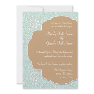 AnnaLiese Damask - Aqua and Latte Invitation