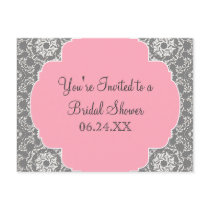 AnnaLiese Damask - Pink and Grey Bridal Shower Post Card