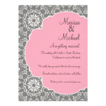 AnnaLiese Damask - Pink n Grey Save the Dates Custom Announcements