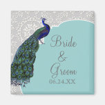 AnnaLiese Peacock Damask Blue Save the Date Magnet