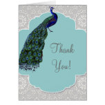 AnnaLiese Peacock Damask - Blue Thank You Notes Card