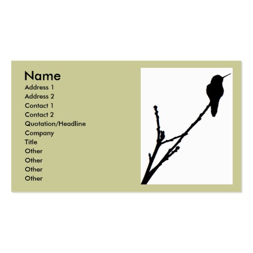 Anna's Hummingbird Business Card (front side)