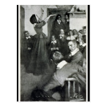 Anne Hutchinson Preaching in her House in Boston Post Card
