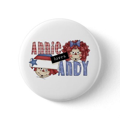 Annie Loves Andy Ragdoll Pinback Button by toddlersplace