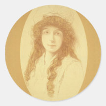 Annie Russell, 'Mice and Men' Retro Theater Round Stickers