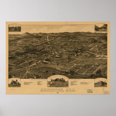 Anniston Alabama 1887 Panoramic Map Print by terraprints_classic
