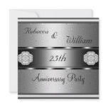 Anniversary 25th Elegant Roll Silver Party Invites