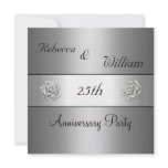 Anniversary 25th Elegant Silver Rose Party Announcements
