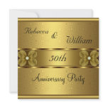 Anniversary 50th Elegant Roll Gold Party Floral Personalized Announcements