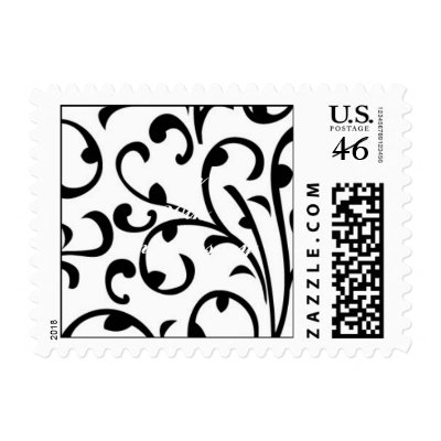 Anniversary Black & White Damask Postage by DamaskGallery