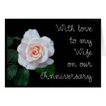 Anniversary Card for Wife - Pale Pink Rosebud