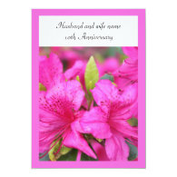 Anniversary invitation. pretty pink azalea flowers personalized announcement