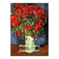 Anniversary invitation. Vase with Red Poppies Invitation