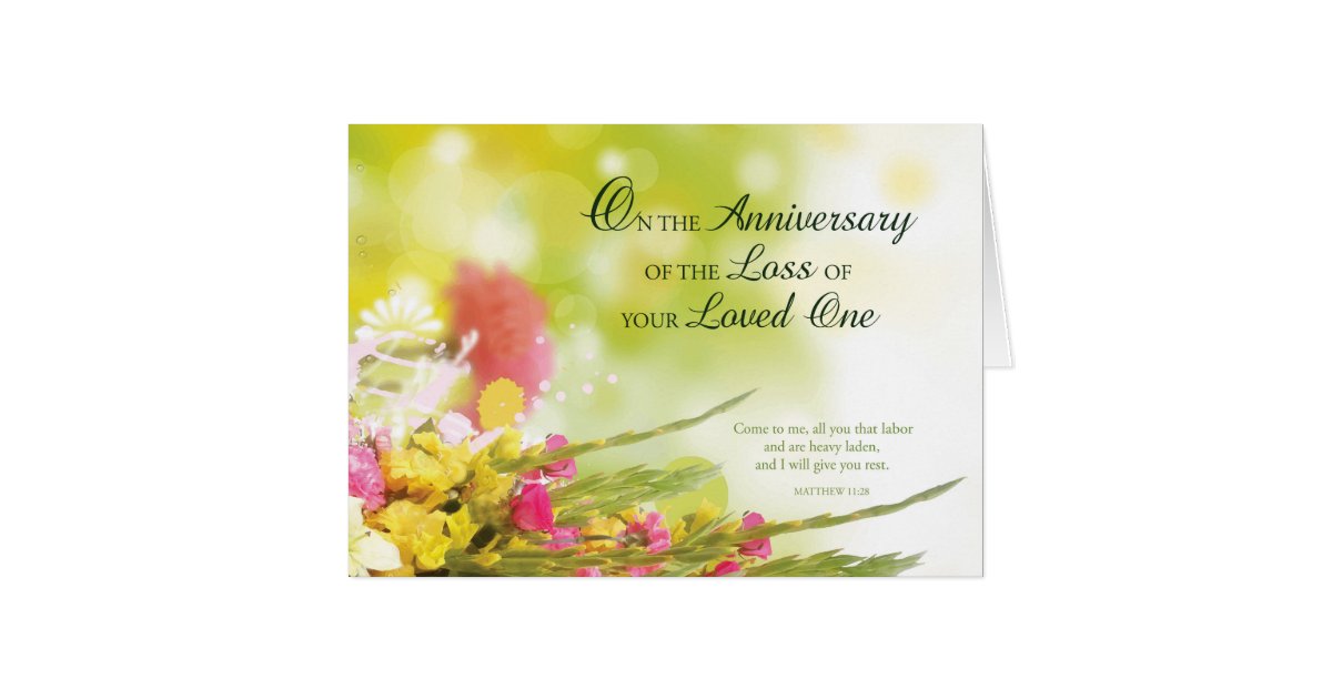 Anniversary of Loss of Loved One’s Death, Flowers Card Zazzle