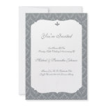 Anniversary Party Grey Damask Personalized Invite