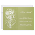 Anniversary Party Peacock Feather Green Custom Invites