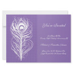 Anniversary Party Peacock Feather Purple Personalized Invitations