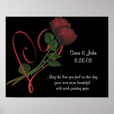 Anniversary Wedding Roses Heart Poster Print by SmilinEyesTreasures
