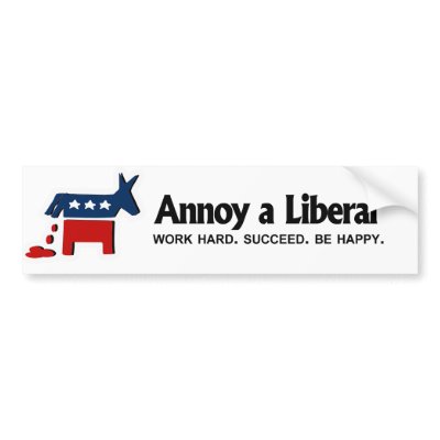 Annoy a Liberal - Work hard. Succeed. Be Happy Bumper Sticker by Politicaltshirts
