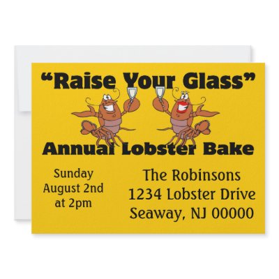 Annual Lobster Bake Toasting Lobsters Announcement Zazzle_invitation Annual Lobster Bake Toasting Lobsters Announcement Zazzle_invitation