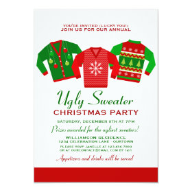 Annual Ugly Sweater Christmas Party 5x7 Paper Invitation Card