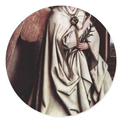 Annunciation Angel By Eyck Hubert Van Round Sticker by Artcollection