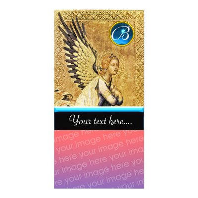 ANNUNCIATION ANGEL MONOGRAM, Blue Sapphire Customized Photo Card by bulgan_lumini