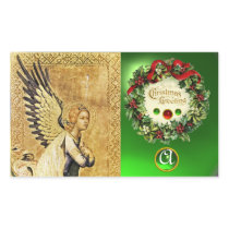 ANNUNCIATION ANGEL MONOGRAM, Green Emerald Rectangle Sticker