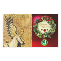ANNUNCIATION ANGEL MONOGRAM,  Ruby Green Emerald Rectangle Sticker