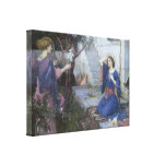 Annunciation by JW Waterhouse, Victorian Religious Stretched Canvas Print