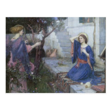 Annunciation by JW Waterhouse, Victorian Religious Postcard