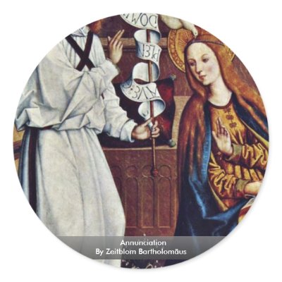 Annunciation By Zeitblom Bartholomäus Round Sticker by Artcollection