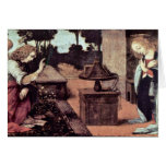 Annunciation Detail By Leonardo Da Vinci Greeting Cards