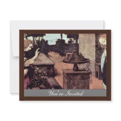 Annunciation Detail By Leonardo Da Vinci Personalized Announcements by Artcollection