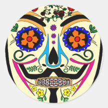 ANONYMOUS Day of the Dead 4 Anon Mask Sugar skull Round Stickers