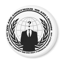 Anonymous logo w/motto refrigerator magnet