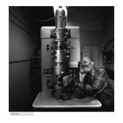 Ansel Adams with Electron Microscope, April, 1965 print