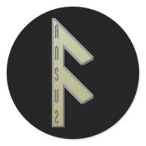 Ansuz Rune gold Round Stickers