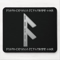 Ansuz Rune grey Mouse Pads